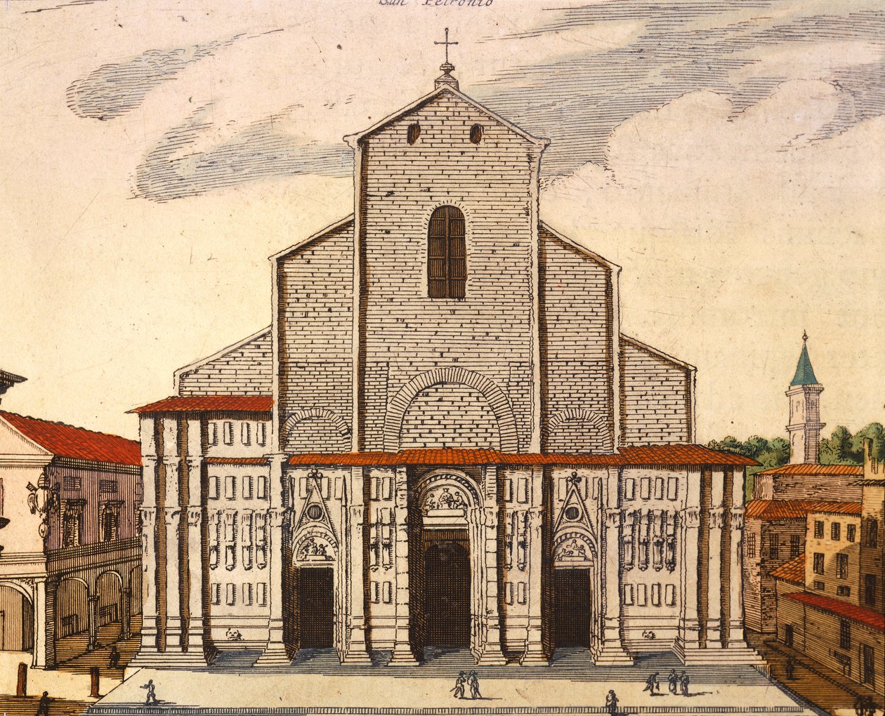 Bazylika San Petronio w Bolonii, Joan Blaeu (1596-1673), druk z Theatrum Civitatum et Admirandorum Italiae, Włochy autorstwa Joan Blaeu