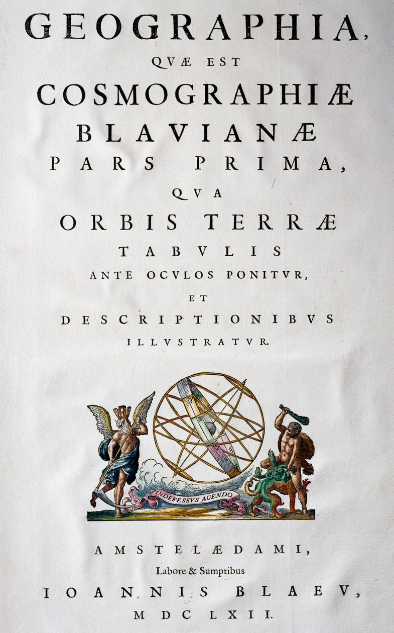 Strona tytułowa części I, Atlas Maior, atlas w 11 tomach, Joan Blaeu (1596-1673), miedzioryt, 57,5x39 cm, Amsterdam autorstwa Joan Blaeu