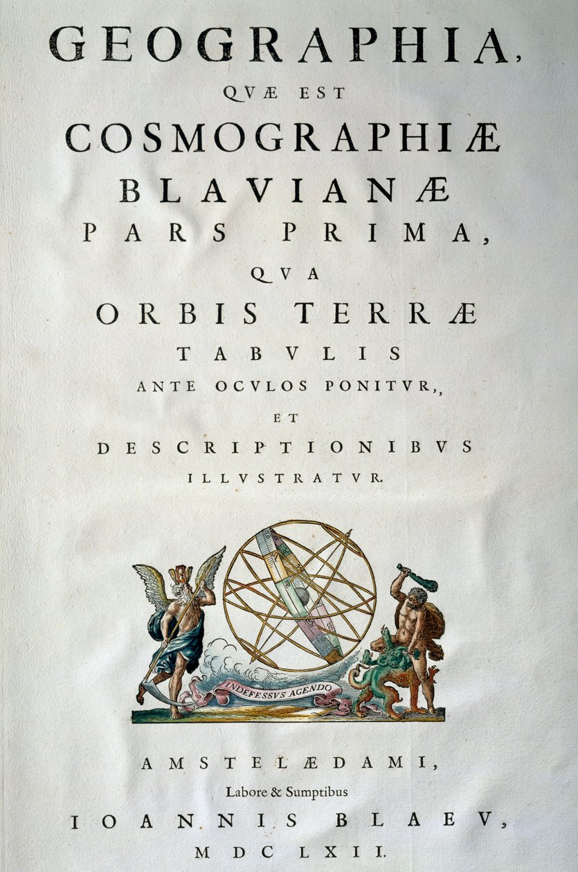 Strona tytułowa części I Atlas maior, Joan Blaeu (1596-1673), miedzioryt, Amsterdam autorstwa Joan Blaeu
