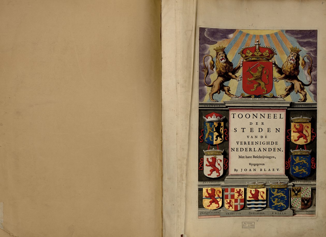 Toneel miast Zjednoczonych Niderlandów wraz z ich opisami autorstwa Joan Blaeu
