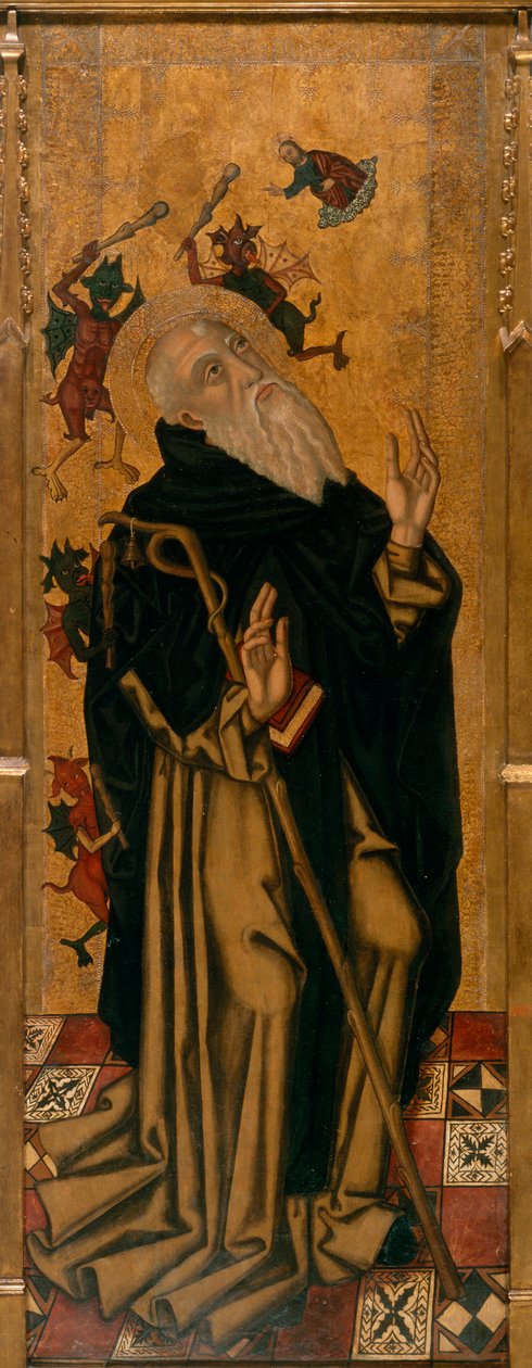 Kuszenie św. Antoniego Wielkiego Dręczony przez demony - Św. 1500 - Olej na drewnie - Museu Nacional d