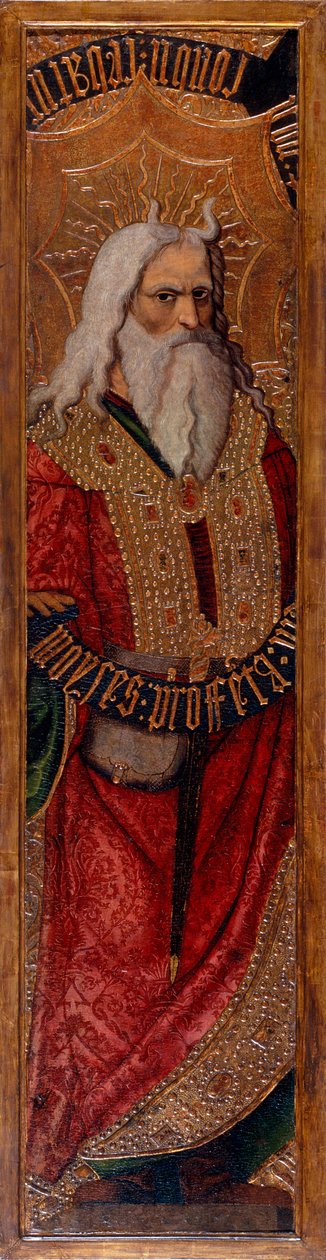 Moise - Mojżesz - Obraz Joana Gasco (aktywny 1500-1529) - c. 1500 - Tempera na panelu - 294,4x55,9 - Narodowe Muzeum Sztuki Katalonii, Barcelona autorstwa Joan Gascó