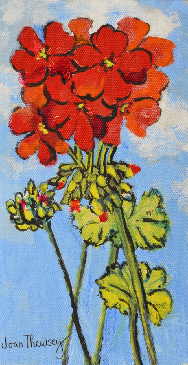 Geranium Spray,2017, (akryl) autorstwa Joan Thewsey