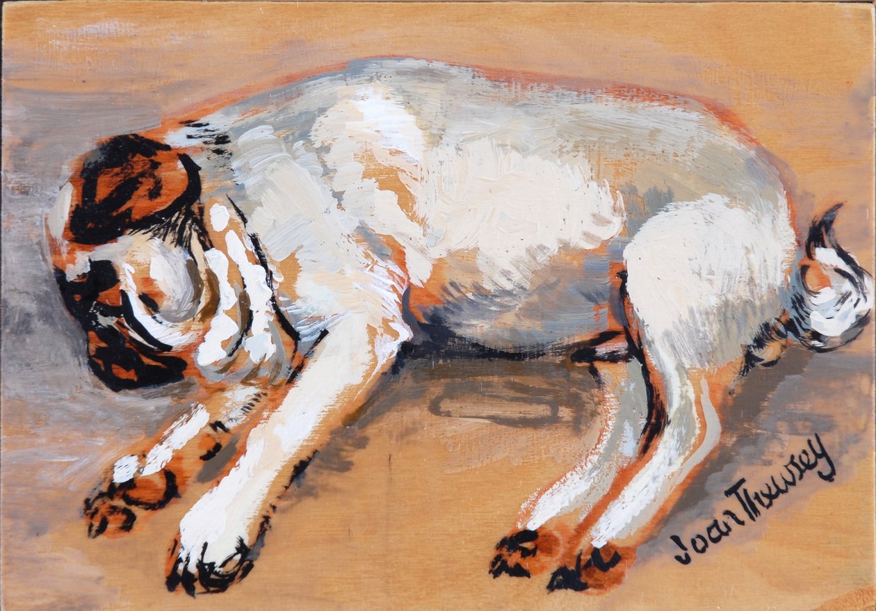Śpiący Hogarth, 2005, (gwasz) autorstwa Joan Thewsey
