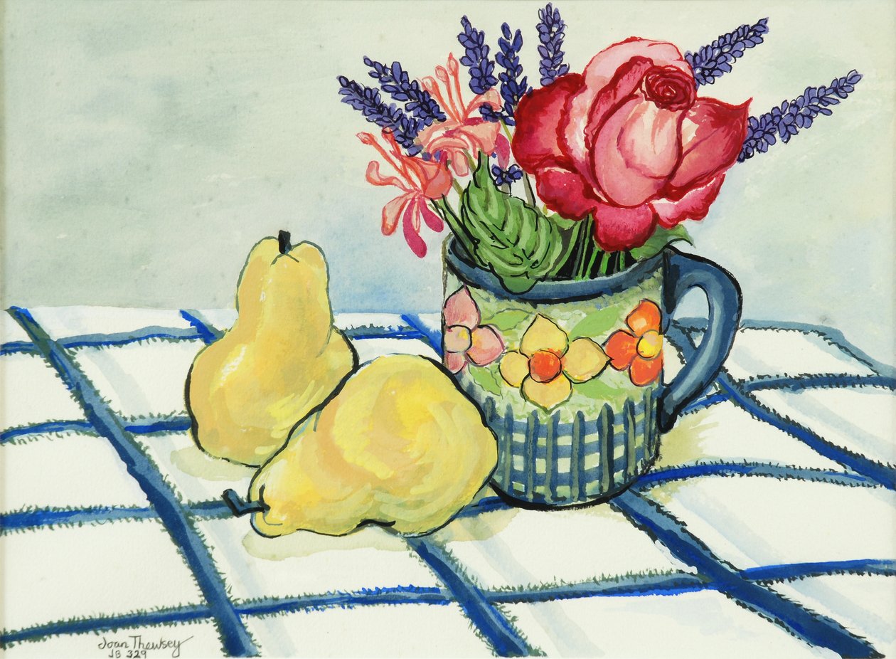 Czerwona róża i dwie gruszki, 2008, autorstwa Joan Thewsey
