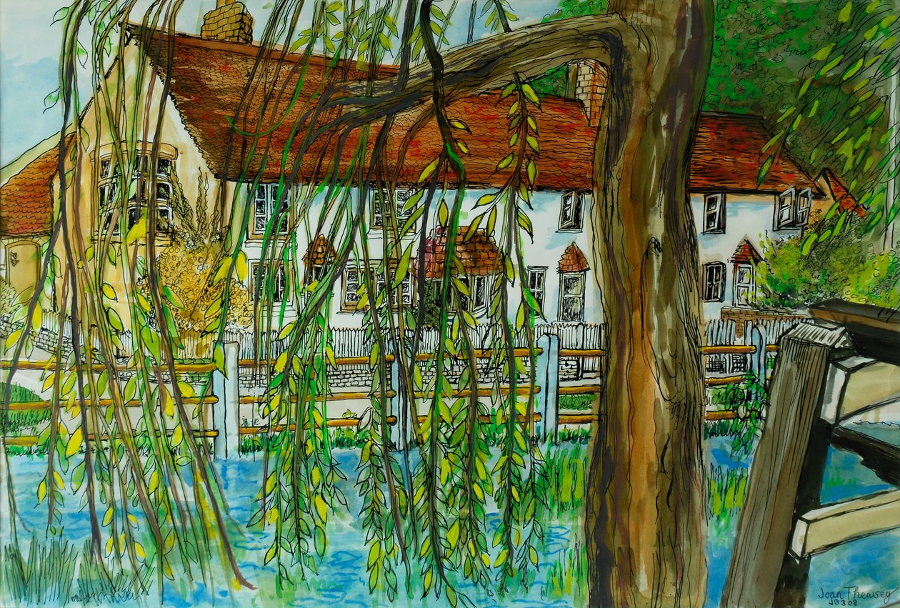 The Pond at Hedgerley (pióro i atrament z gwaszem na papierze) autorstwa Joan Thewsey