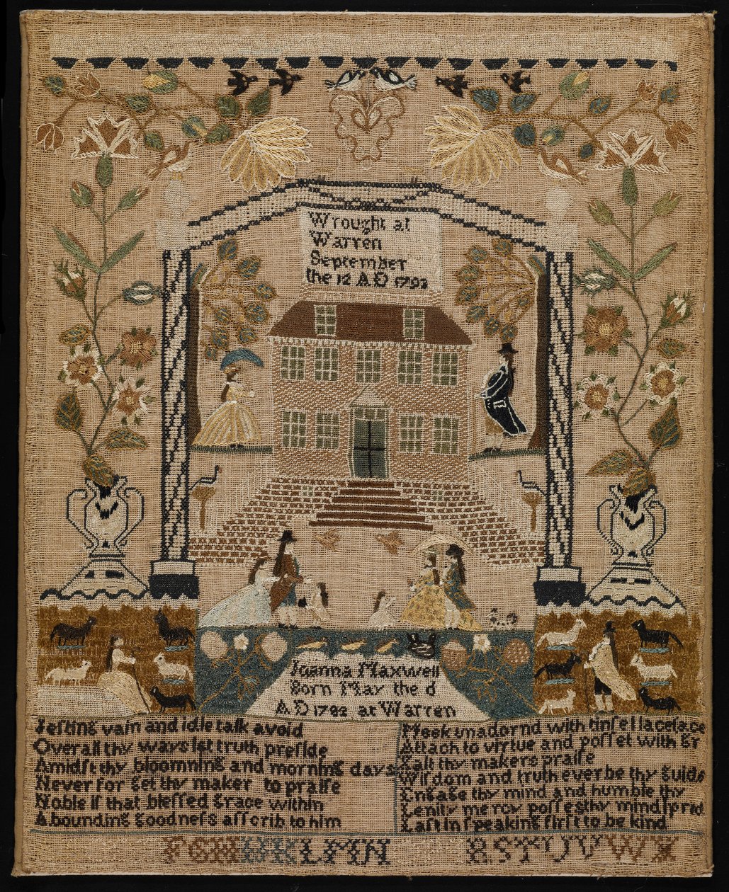 Sampler, 1793 (jedwab na płótnie) autorstwa Joanna Maxwell