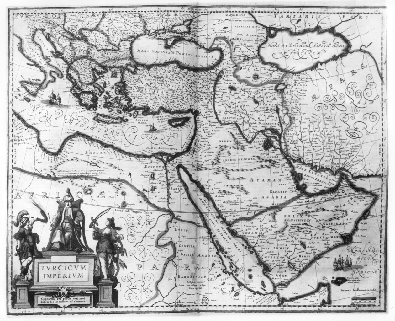 Mapa Imperium Osmańskiego z „Atlas Novus” autorstwa Joannes Jansson