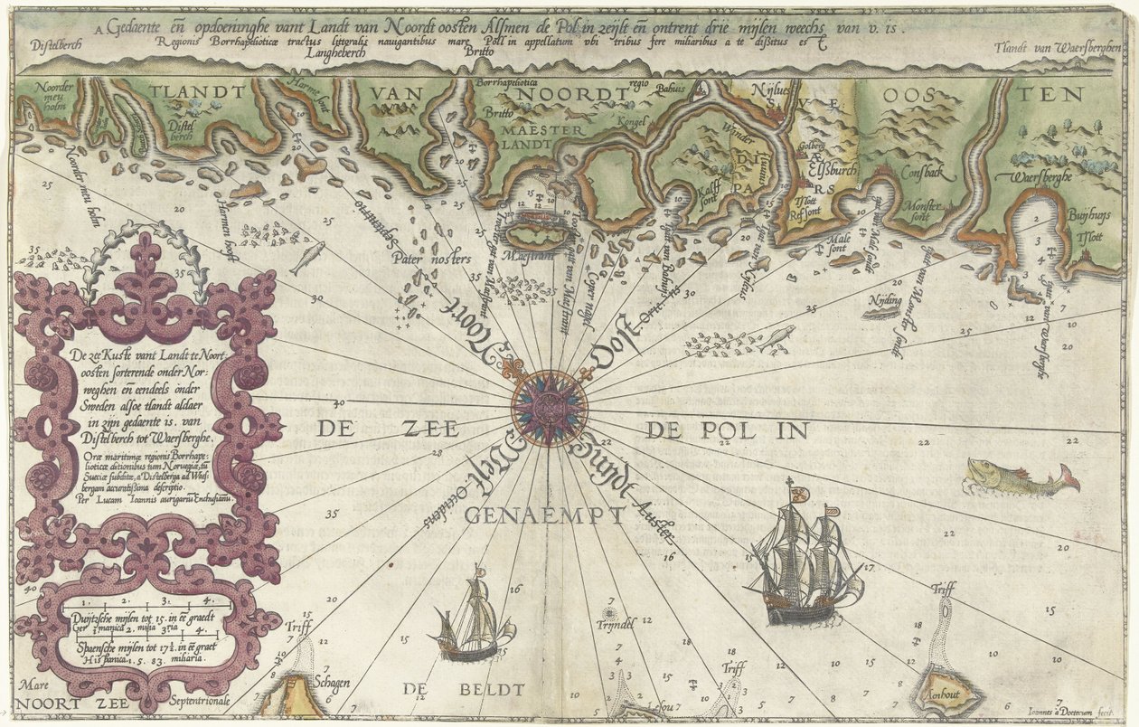 Mapa części wybrzeża Norwegii i Szwecji autorstwa Joannes van Doetecum