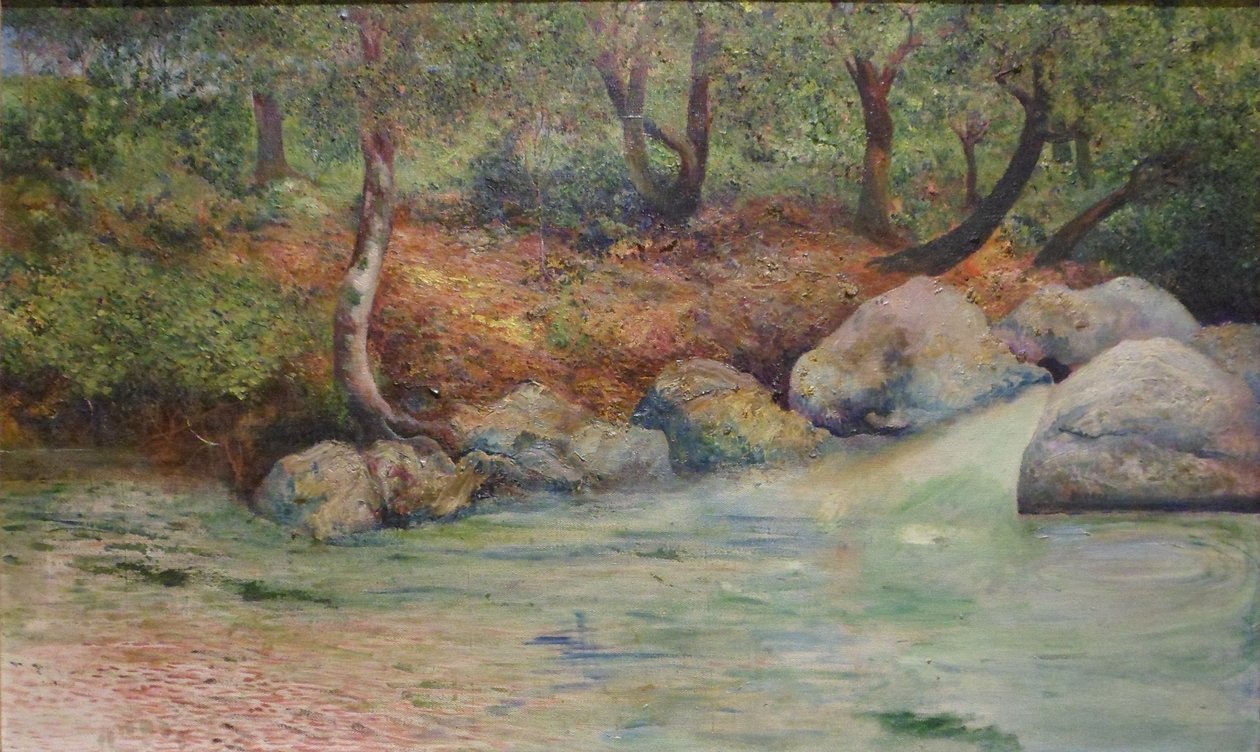 Paisaje con bosque y rio English: Krajobraz z lasem i rzeką autorstwa Joaquín Clausell