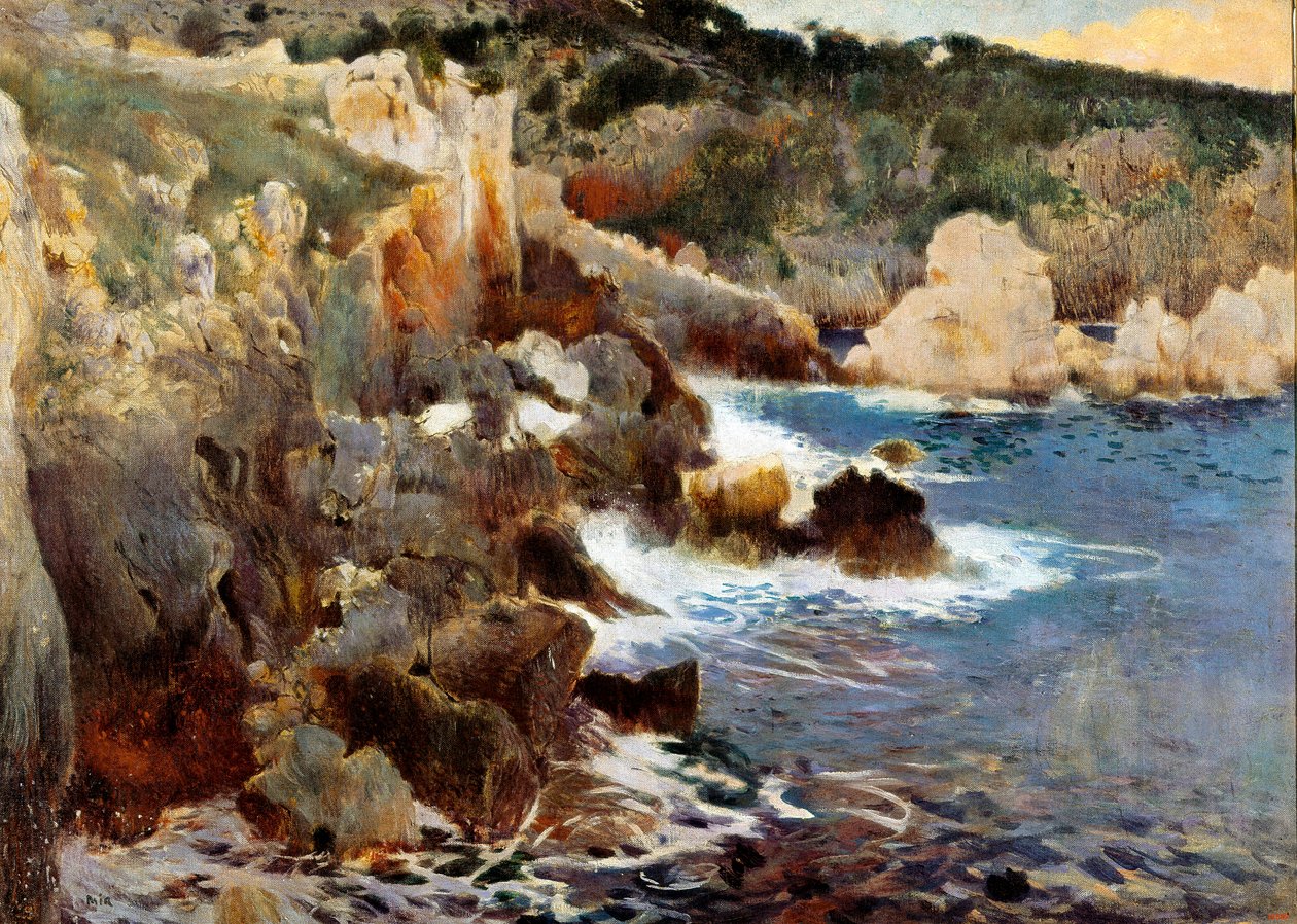 Zaczarowana jaskinia (Majorka, Majorka). Obraz Joaquima Mir i Trinxeta (1873-1940), ok. 1901. Olej na płótnie. Barcelona, ​​Narodowe Muzeum Sztuki Katalonii. autorstwa Joaquin Mir Trinxet