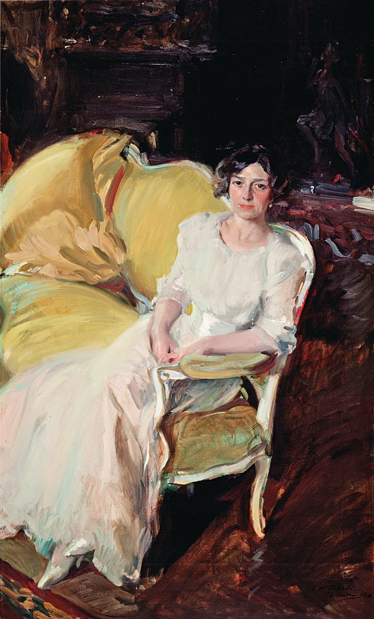 Clotilde siedząca na sofie autorstwa Joaquín Sorolla