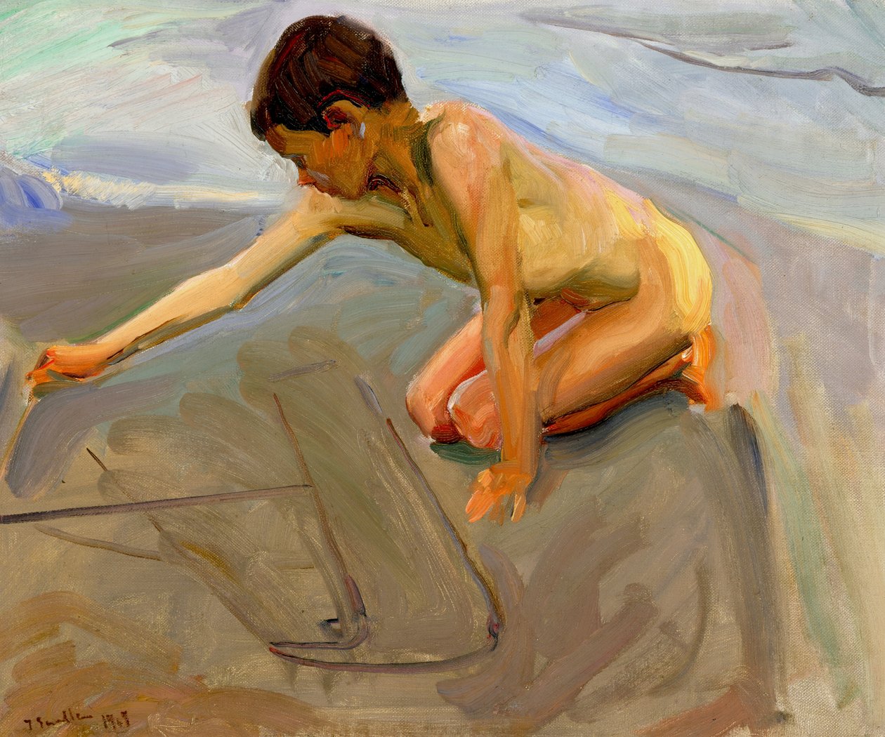 Rysowanie na piasku autorstwa Joaquín Sorolla