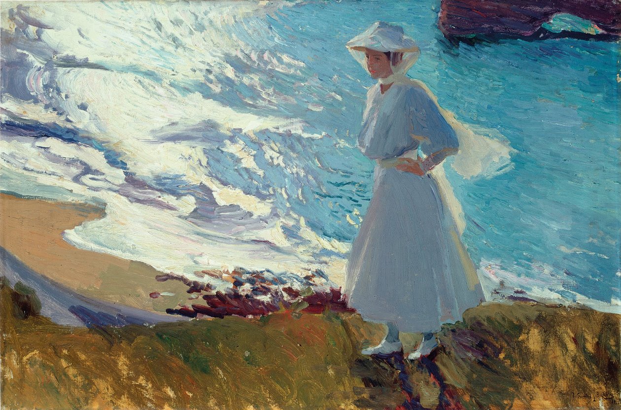 María na plaży w Biarritz, czyli Pod światło autorstwa Joaquín Sorolla