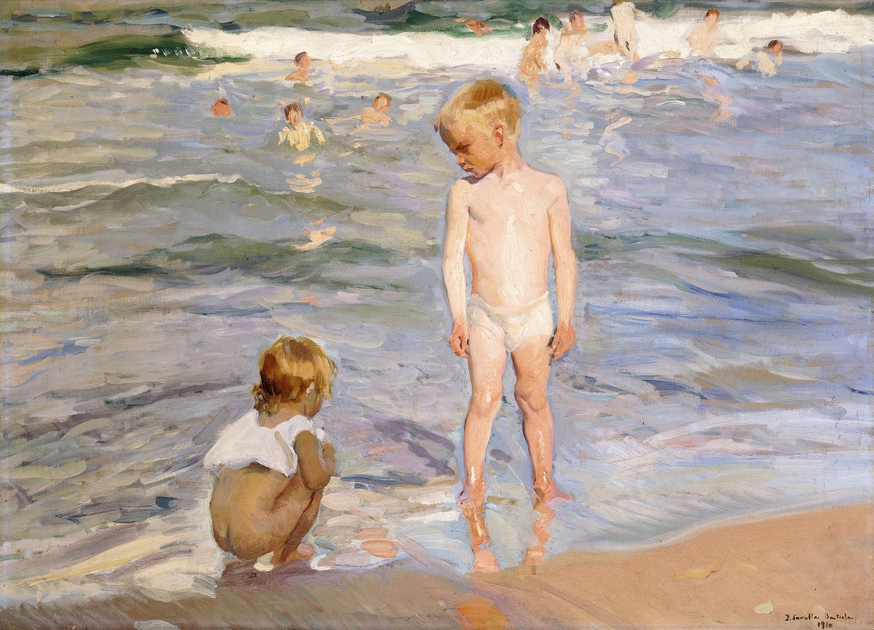 Niedziela popołudniowa, Plaża w Walencji, 1910 autorstwa Joaquín Sorolla