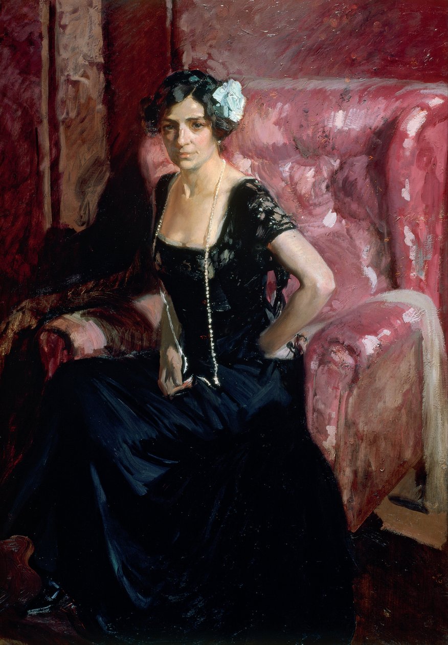 Clotilde w sukni wieczorowej autorstwa Joaquín Sorolla