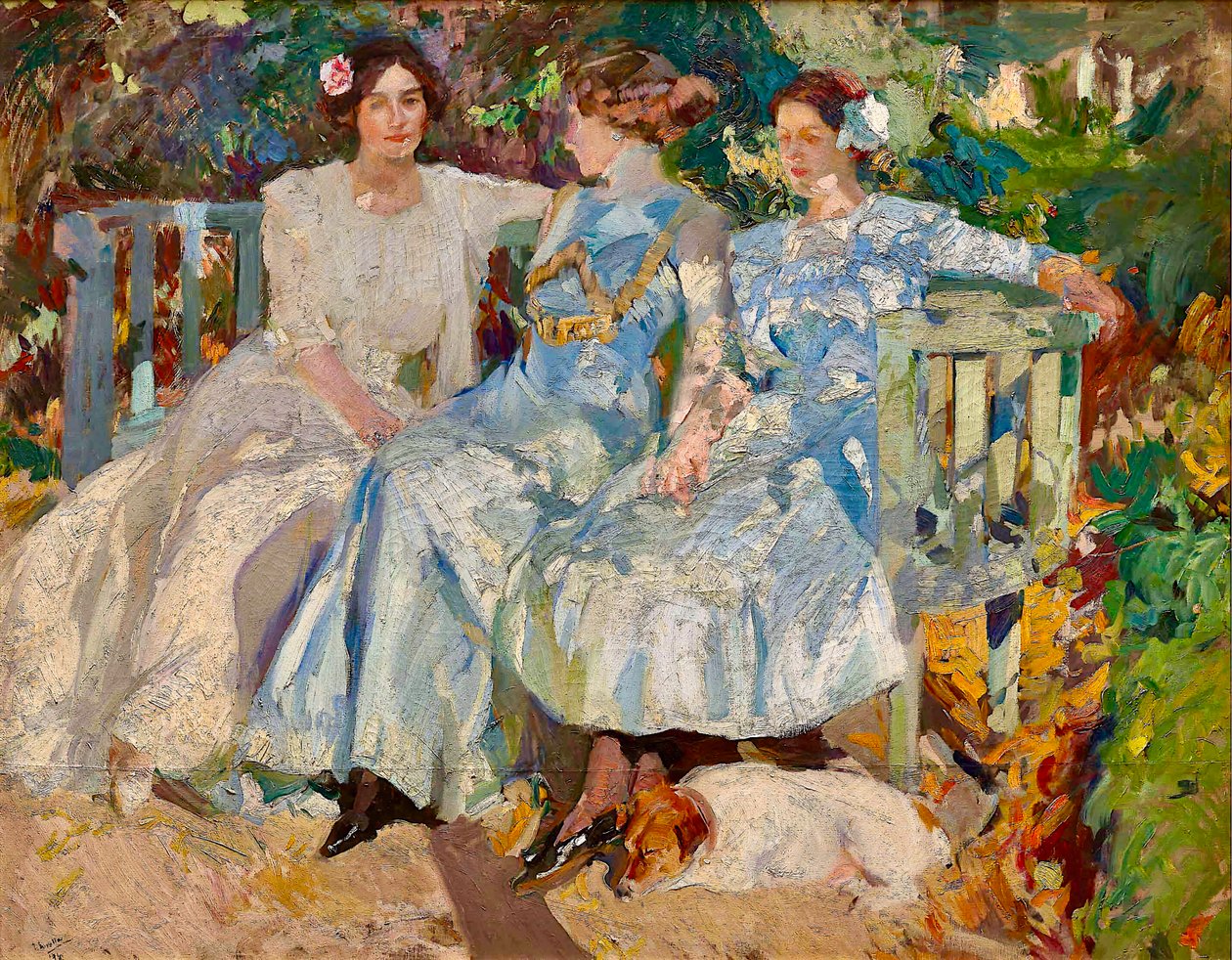 Moja żona i córki w ogrodzie (Moja żona i córki w ogrodzie) autorstwa Joaquin Sorolla y Bastida