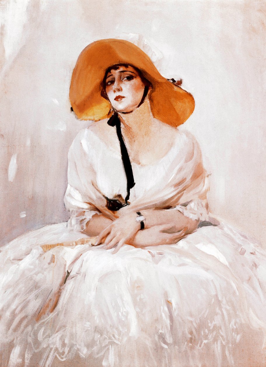 Portret Raquel Meller (1888-1962), hiszpańskiej piosenkarki i aktorki. Szczegół. Obraz Joaquina Sorolli (1863-1923). 1919. Madryt. Muzeum Sorolli. autorstwa Joaquín Sorolla