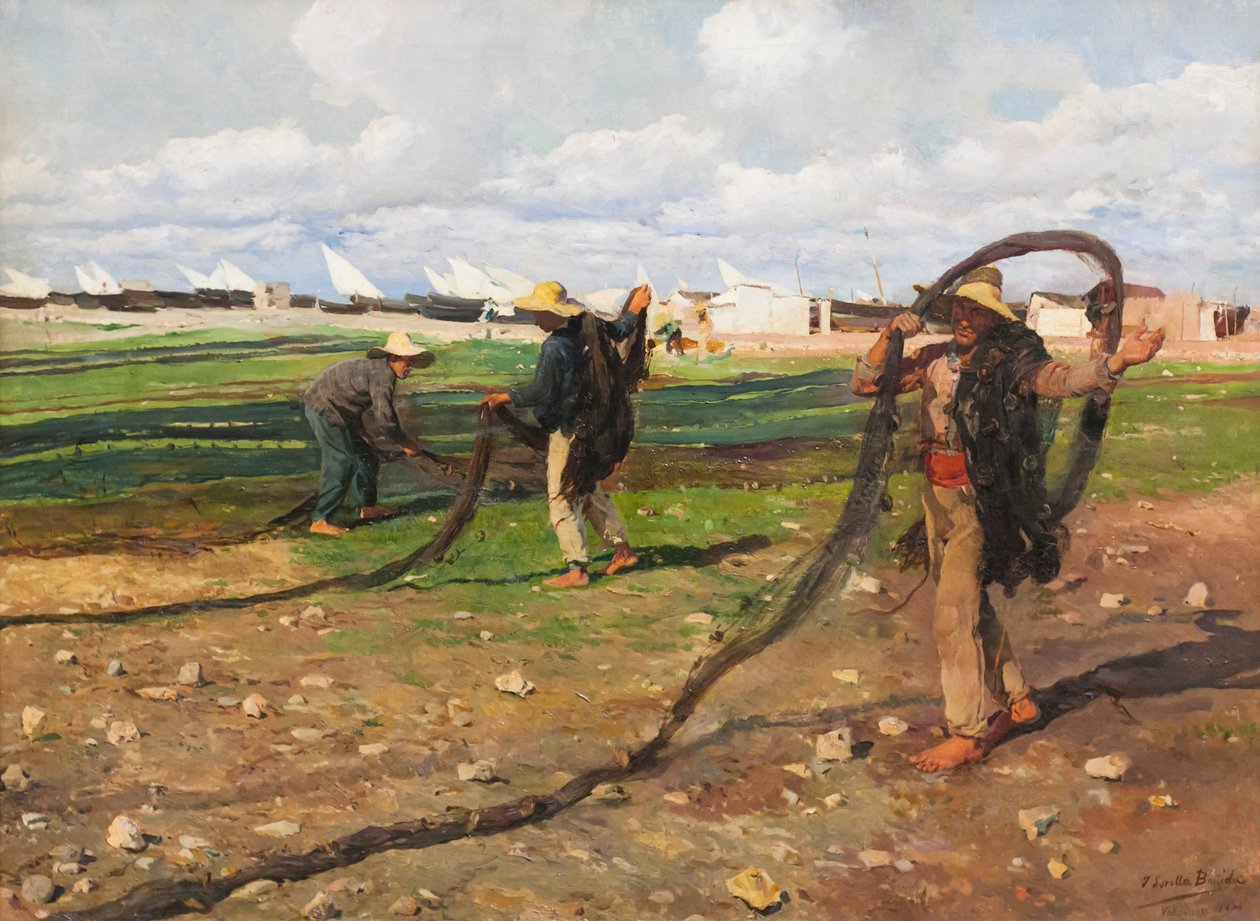 Ciągnięcie sieci rybackich autorstwa Joaquin Sorolla y Bastida