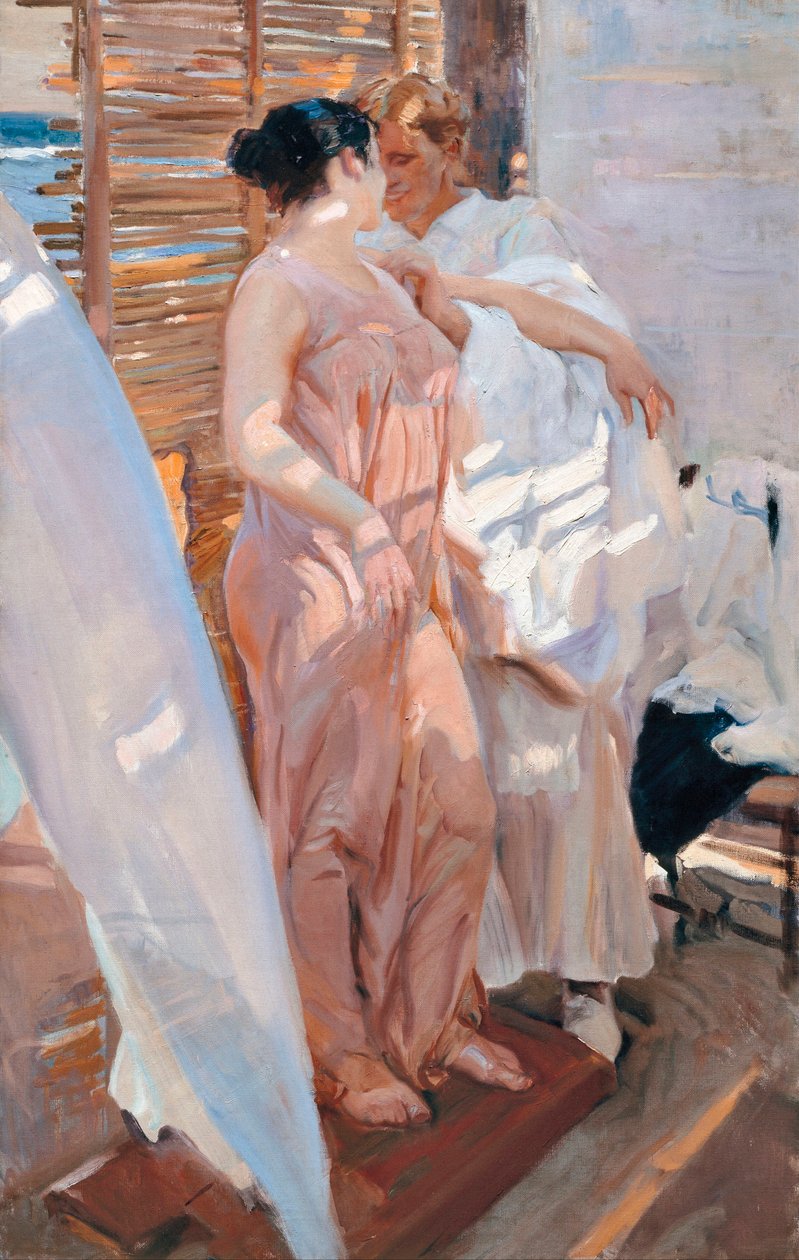 Różowa szata po kąpieli autorstwa Joaquin Sorolla y Bastida