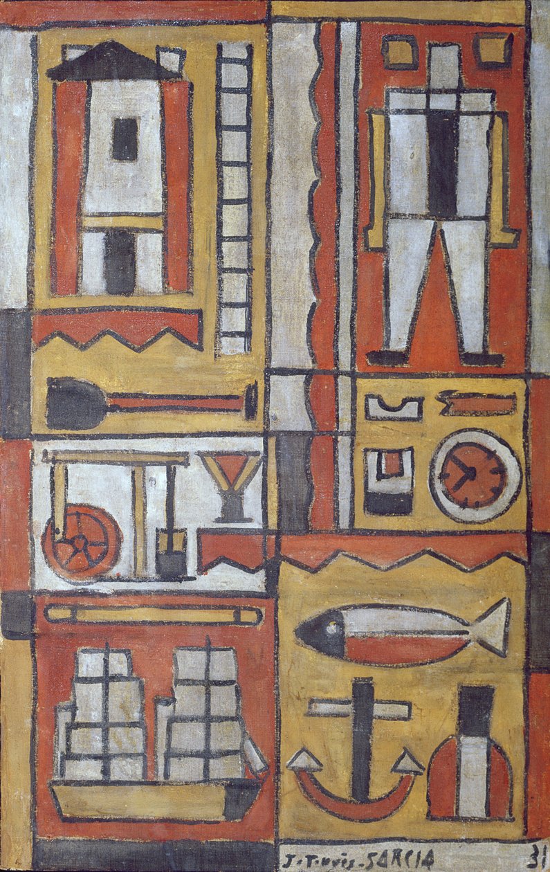 Konstruktywny (tempera na płótnie) autorstwa Joaquin Torres Garcia