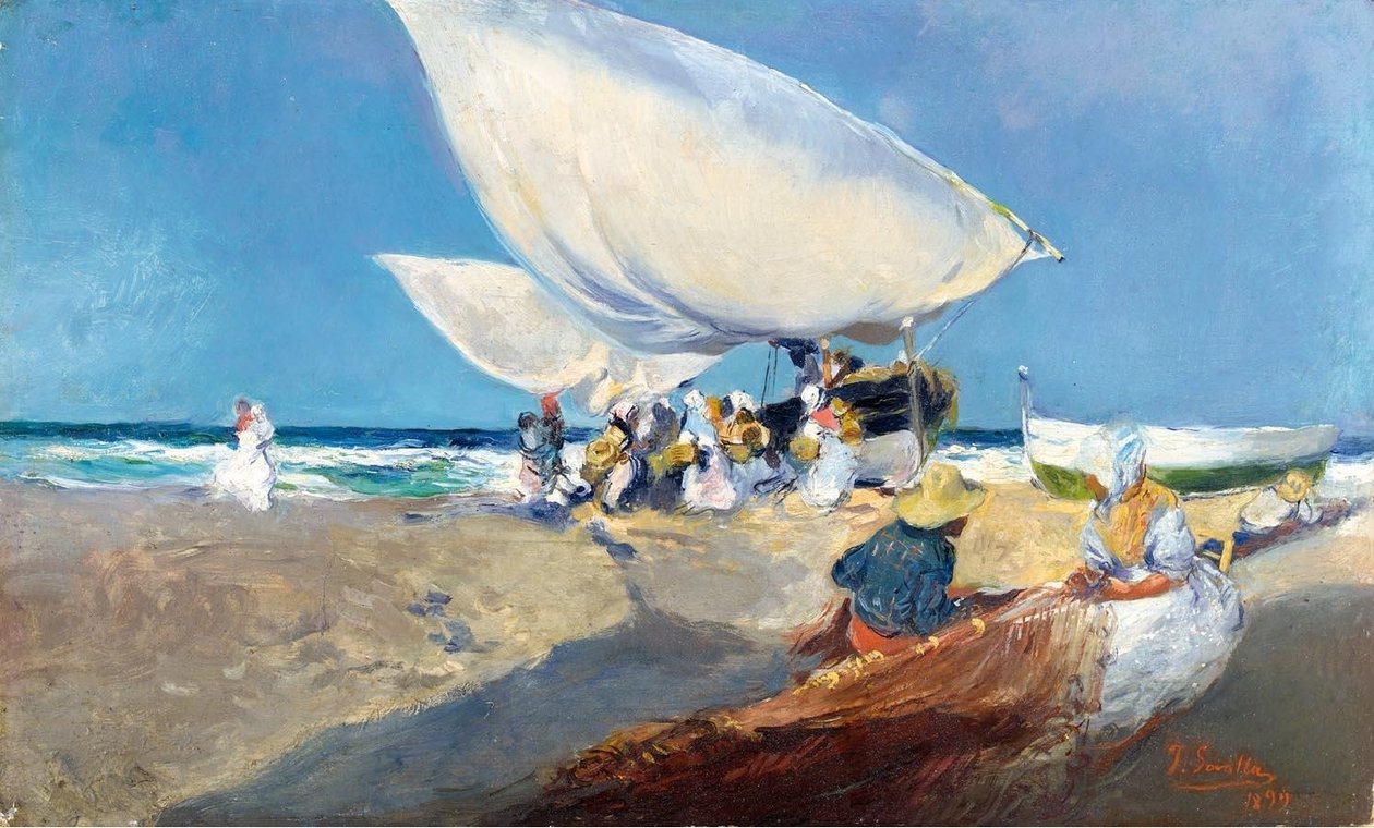 Naprawianie sieci autorstwa Joaquín Sorolla
