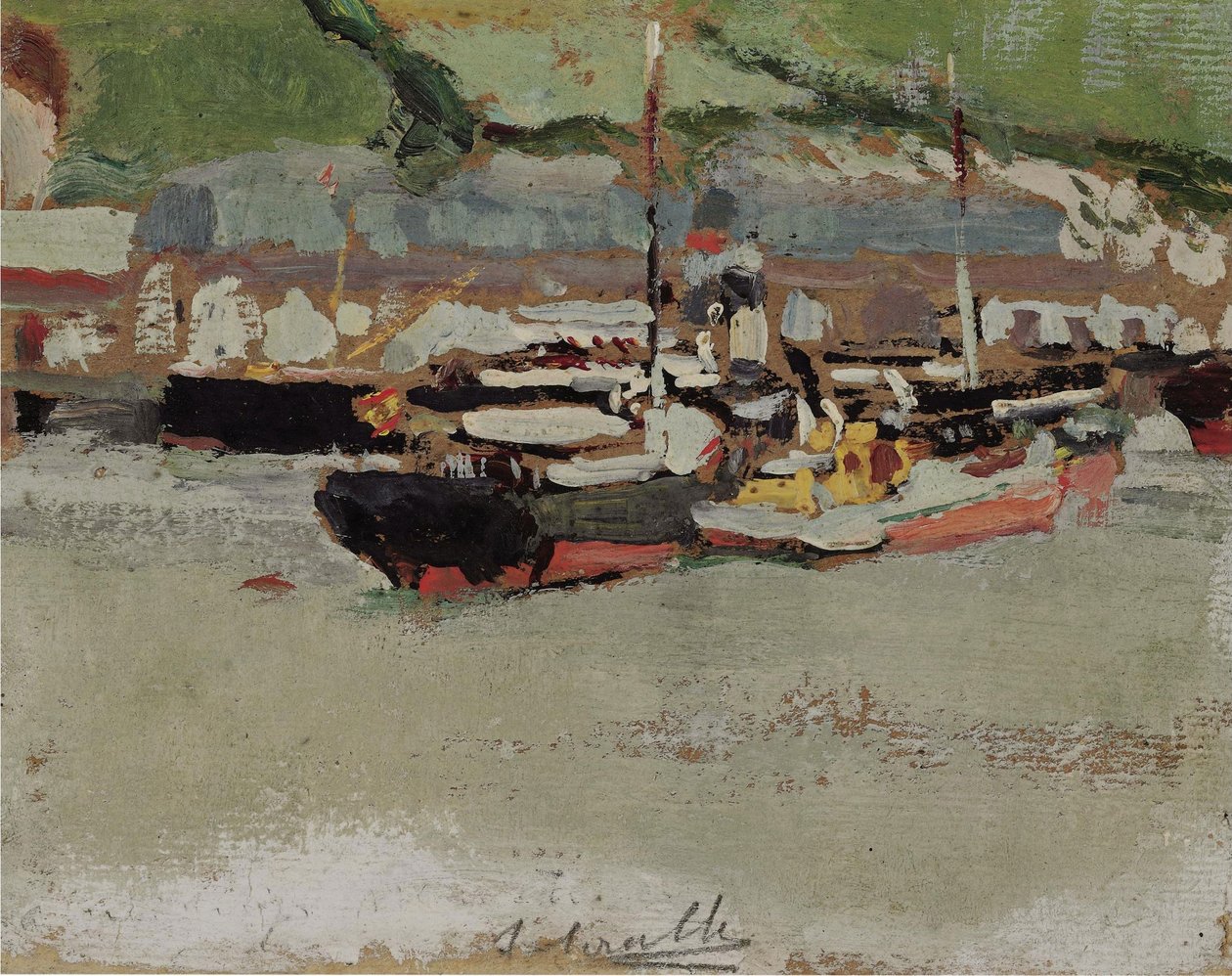 Łodzie w porcie autorstwa Joaquín Sorolla