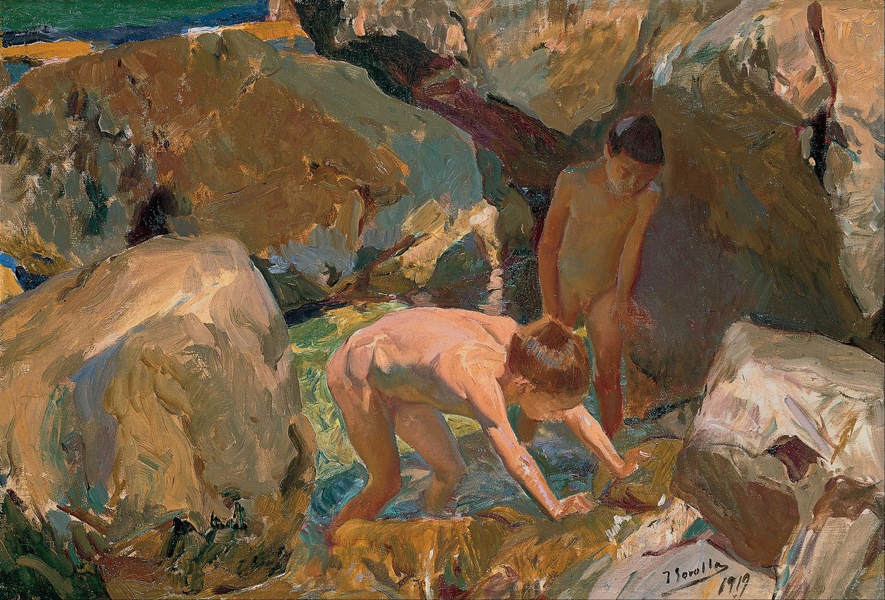 Dzieci szukające skorupiaków autorstwa Joaquín Sorolla