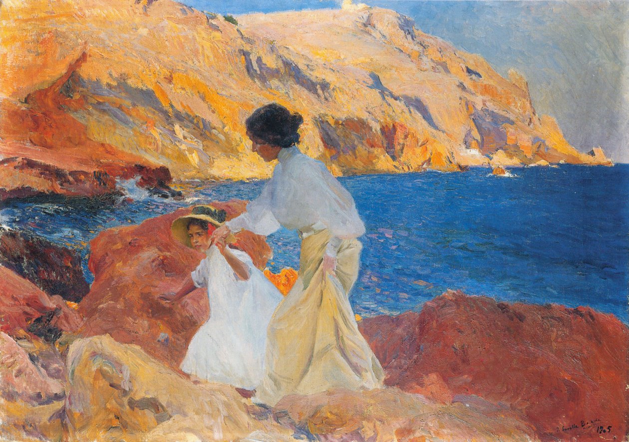 Clotilde i Elena na skałach autorstwa Joaquín Sorolla