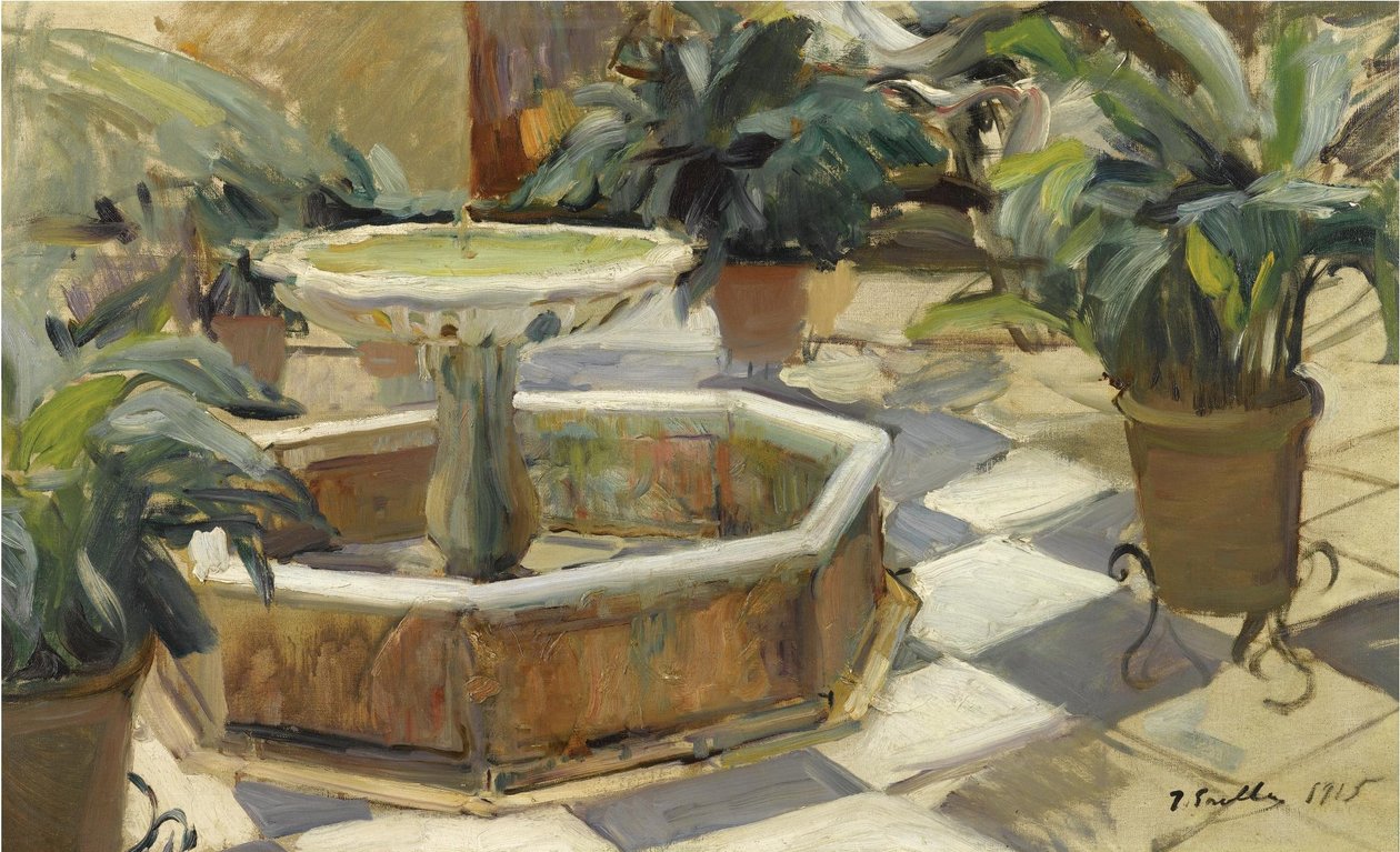 Fontanna na patio w Sewilli autorstwa Joaquín Sorolla