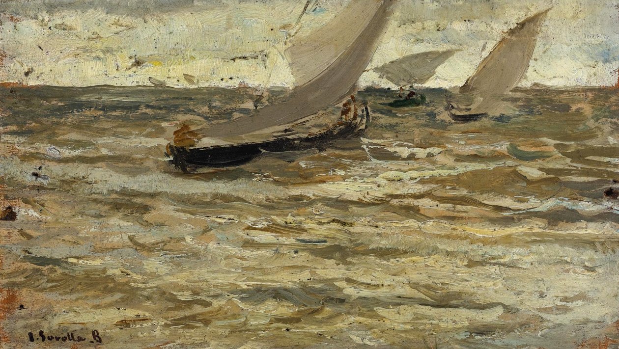 Wypłynięcie łodzi, Asturia autorstwa Joaquín Sorolla