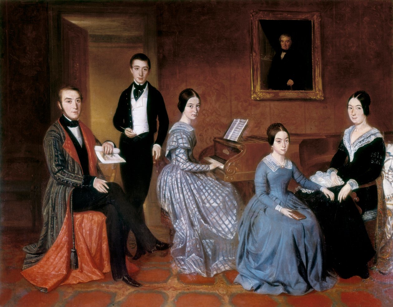 Rodzina Flaquerów. Obraz Joaquina Espaltera y Rulla (1809-1880). olej na płótnie autorstwa Joaquín Espalter y Rull