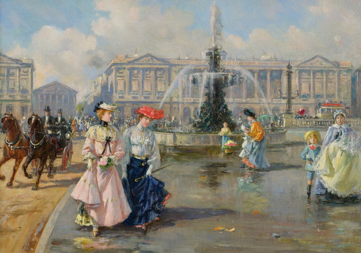 Place de la Concorde, ok. 1872 (olej na płótnie) autorstwa Joaquín Pallarés Allustante