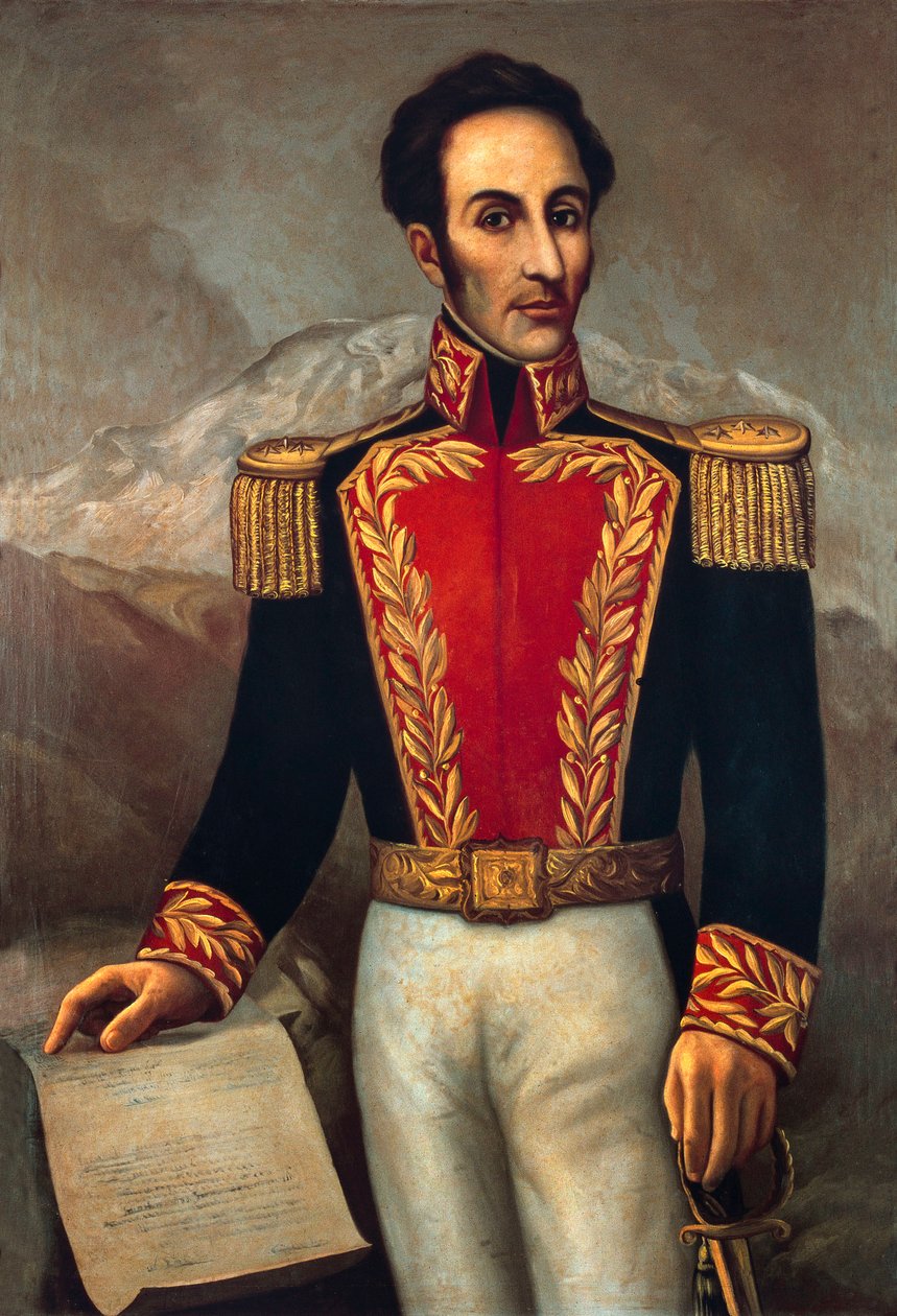 Simon Jose Antonio Bolivar (1783-1830), generał i mąż stanu Ameryki Południowej autorstwa Joaquín Pinto