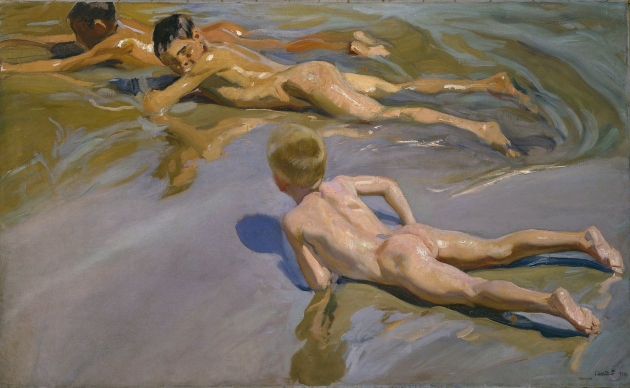 Chłopcy na plaży, 1909 autorstwa Joaquín Sorolla