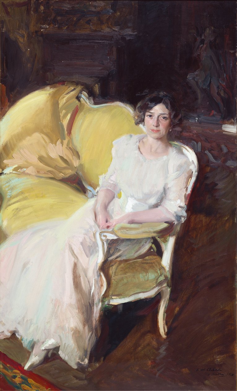 Clotilde siedząca na sofie, 1910. autorstwa Joaquín Sorolla