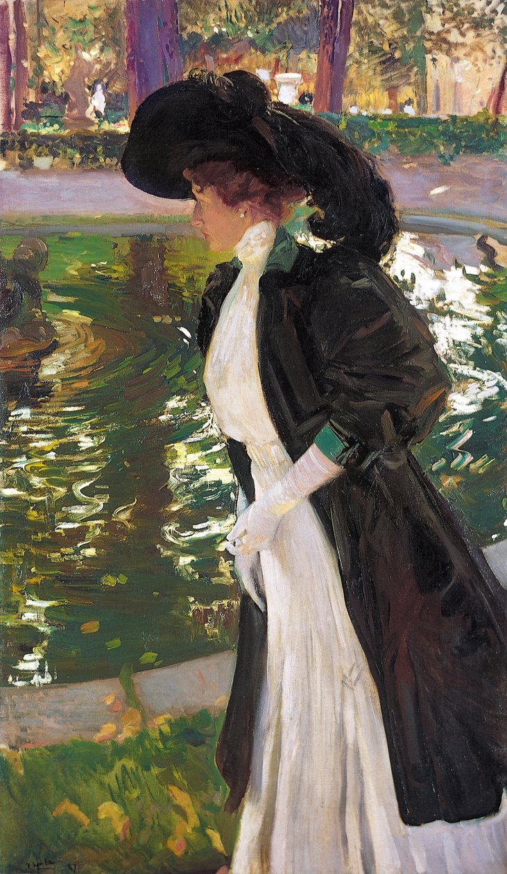 Clotilde spacerująca po ogrodach La Granja, 1907. autorstwa Joaquín Sorolla