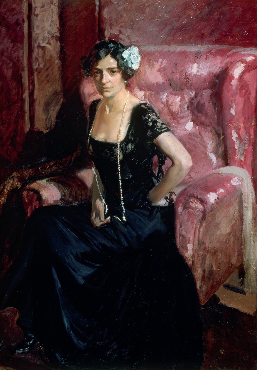 Clotilde w sukni wieczorowej autorstwa Joaquín Sorolla