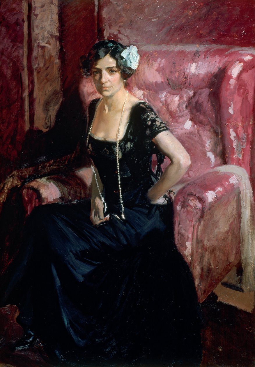 Clotilde w sukni wieczorowej autorstwa Joaquín Sorolla