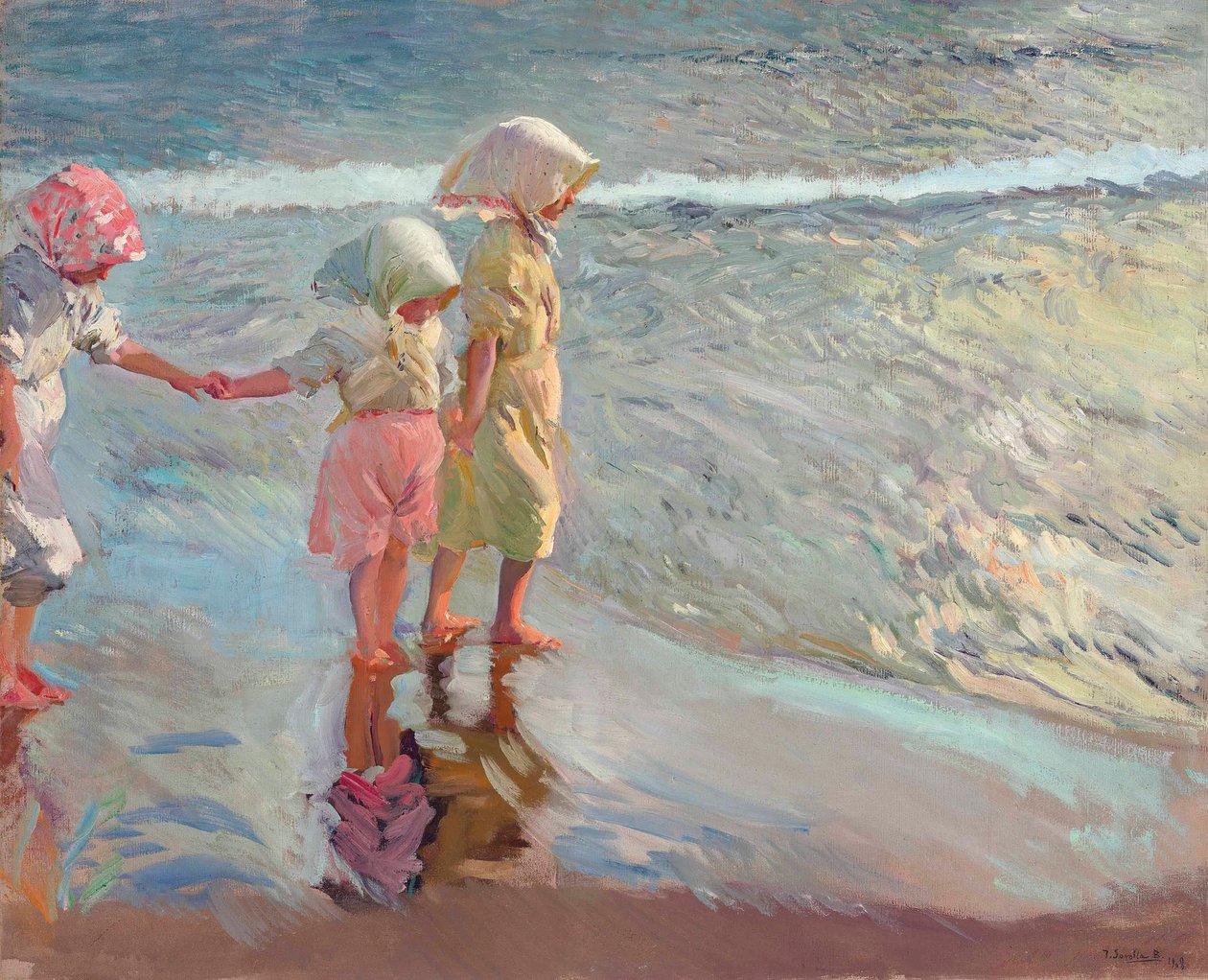 Trzy siostry na plaży, 1908. autorstwa Joaquín Sorolla