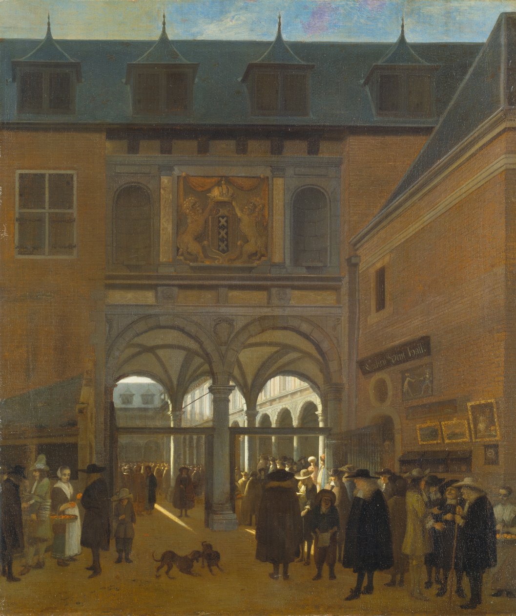 Giełda w Amsterdamie, ok. 1675-80 (olej na płótnie) autorstwa Job Berckheyde