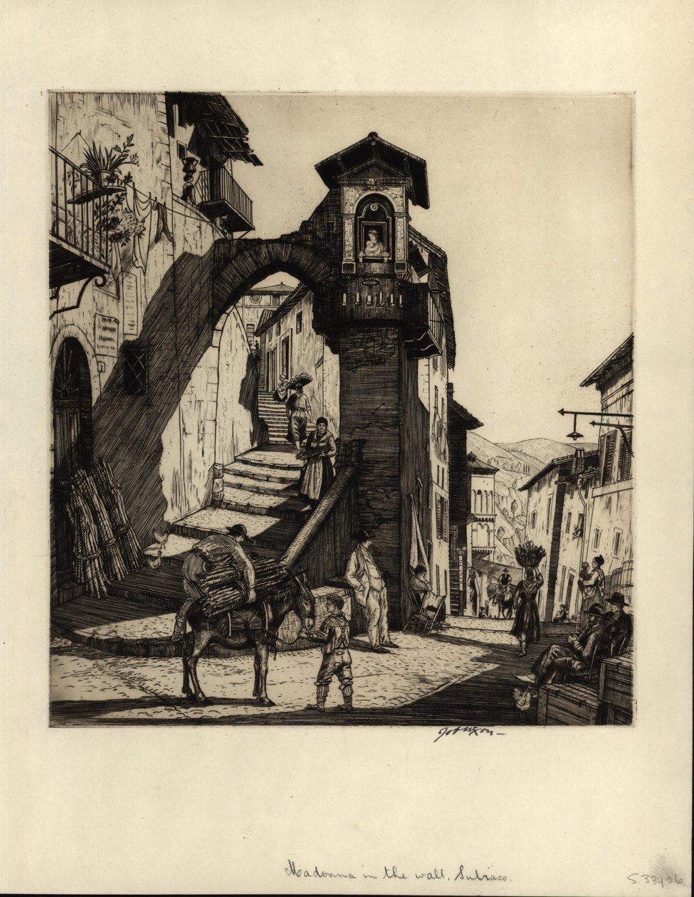 Madonna in the Wall, Subiaco, 1929 (rycina sucha igła) autorstwa Job Nixon