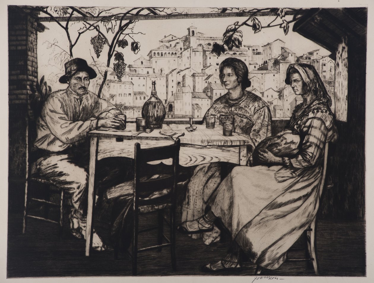 Una Trattoria, 1928 (akwaforta i sucha igła) autorstwa Job Nixon