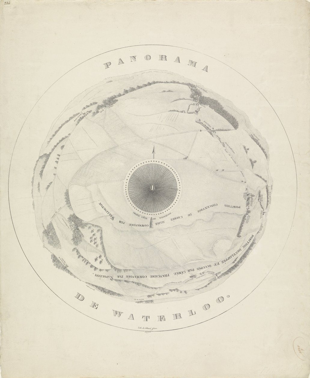 Panorama miejsca bitwy pod Waterloo, 1815 Panorama de Waterloo (tytuł na obiekcie) autorstwa Jobard frères