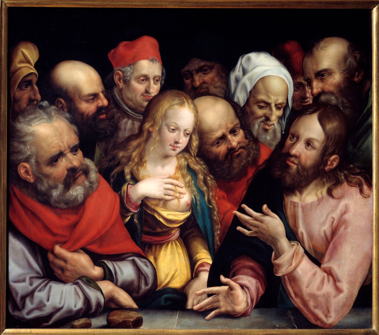 Chrystus i kobieta Cudzołożnicy Malowanie na tekturze Jobsta Harricha (1580-1617) 1617 nd. 0,73x0,84 m² autorstwa Jobst Harrich