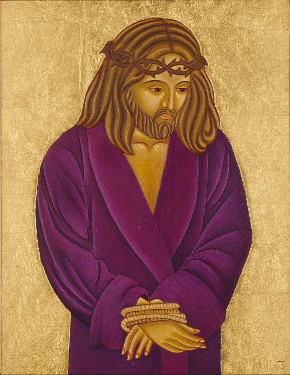 Oto człowiek, 2004 (tempera jajowa i 24-karatowe złoto na drewnie) autorstwa Jodi Simmons