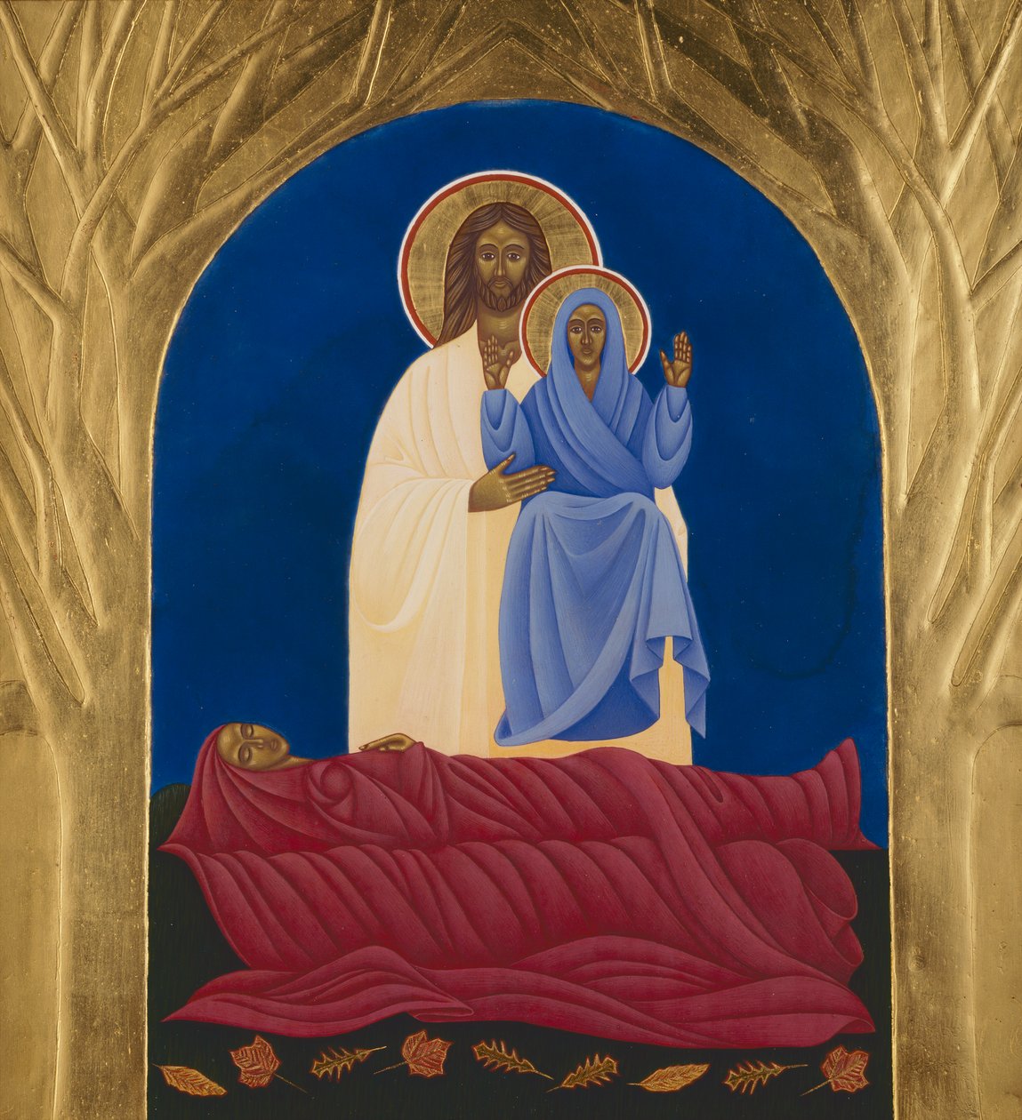 Zaśnięcie, 2006 (tempera jajowa i 24-karatowe złoto na drewnie) autorstwa Jodi Simmons