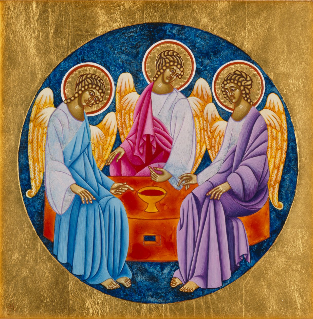 Święta Trójca, 2005 (tempera jajowa i 24-karatowe złoto na drewnie) autorstwa Jodi Simmons
