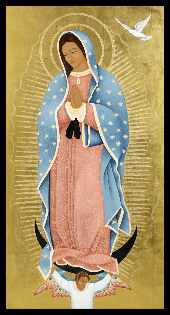 La Paloma Blanca, 2013 (tempera jajowa i 24-karatowe złoto na drewnie) autorstwa Jodi Simmons