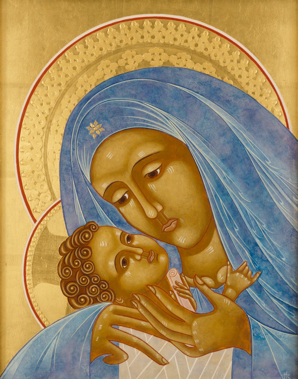 Matka Boska Korsuńska, 2005 (tempera jajowa i 24-karatowe złoto na drewnie) autorstwa Jodi Simmons